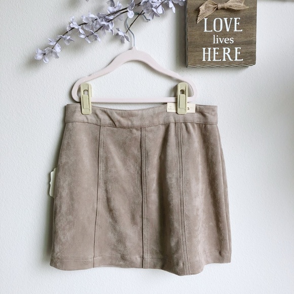 NWT Altar'd State Suede Neutral Button-Down Skirt - Picture 2 of 4